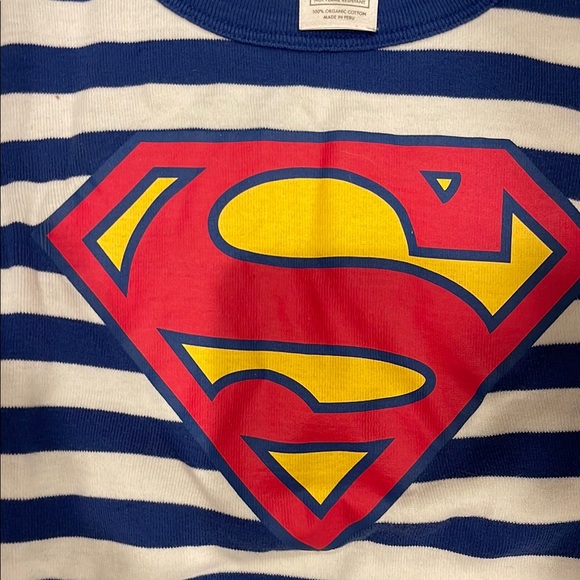 Hanna Andersson Superman Striped boys short sleeve shorts Pajama Set sz 8 or 130 - Picture 3 of 3